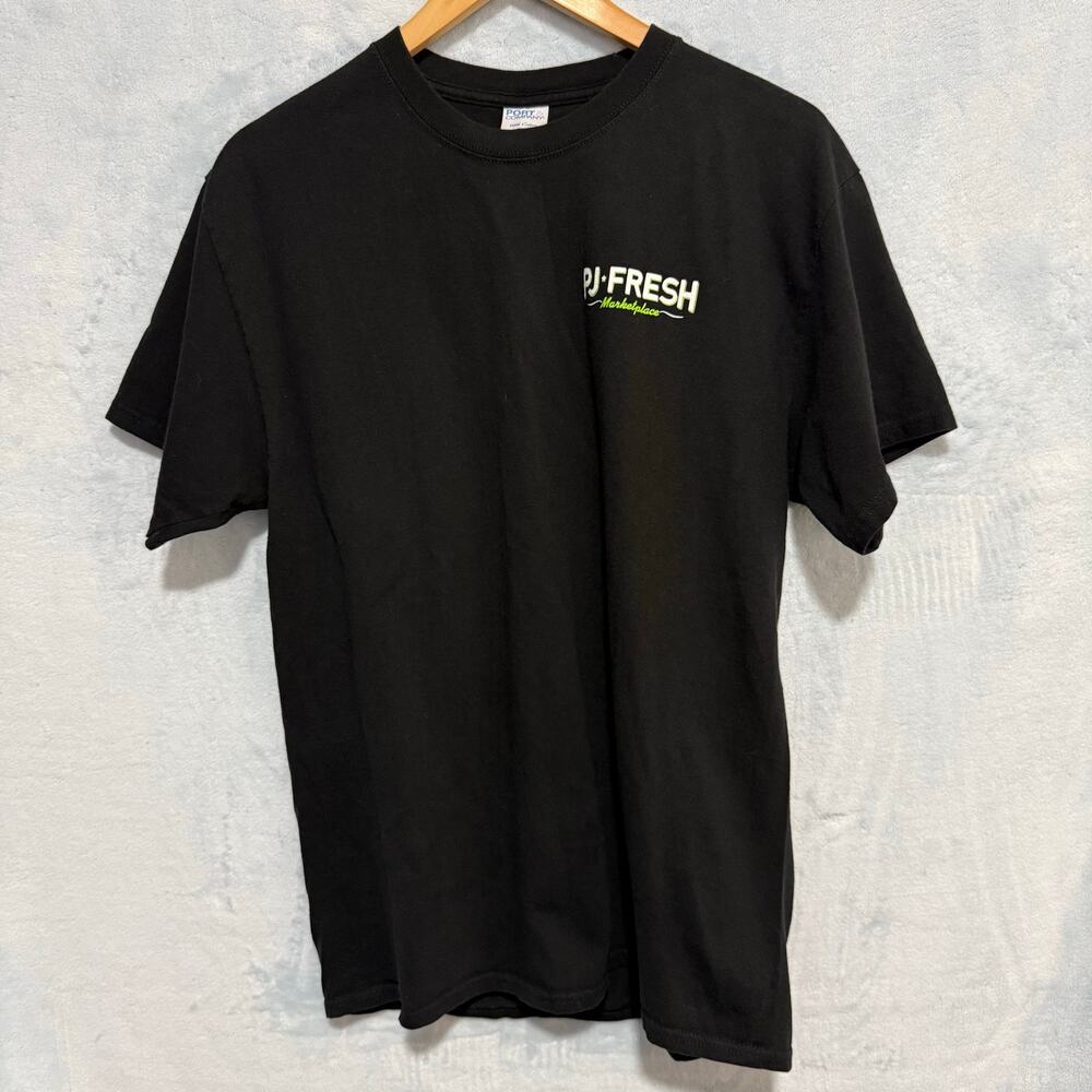 PJ-Fresh Marketplace Graphic T-Shirt Black Neon Yellow Size L Large
